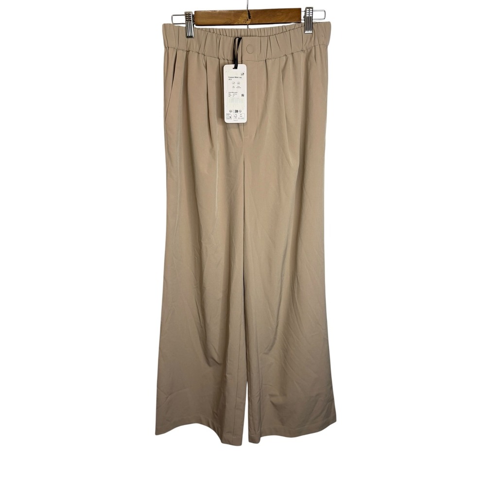 Varley Pants Women's Medium Kayson Wide Leg High Rise Woven Trousers Beige NWT